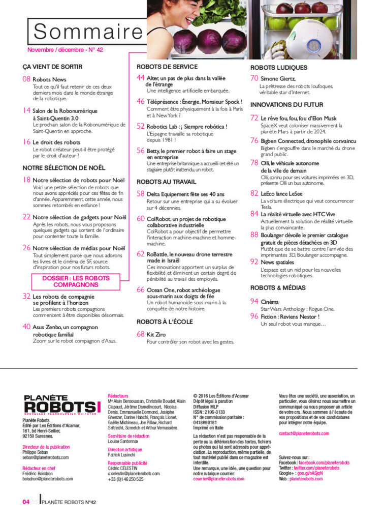 Sommaire Planete Robots 42