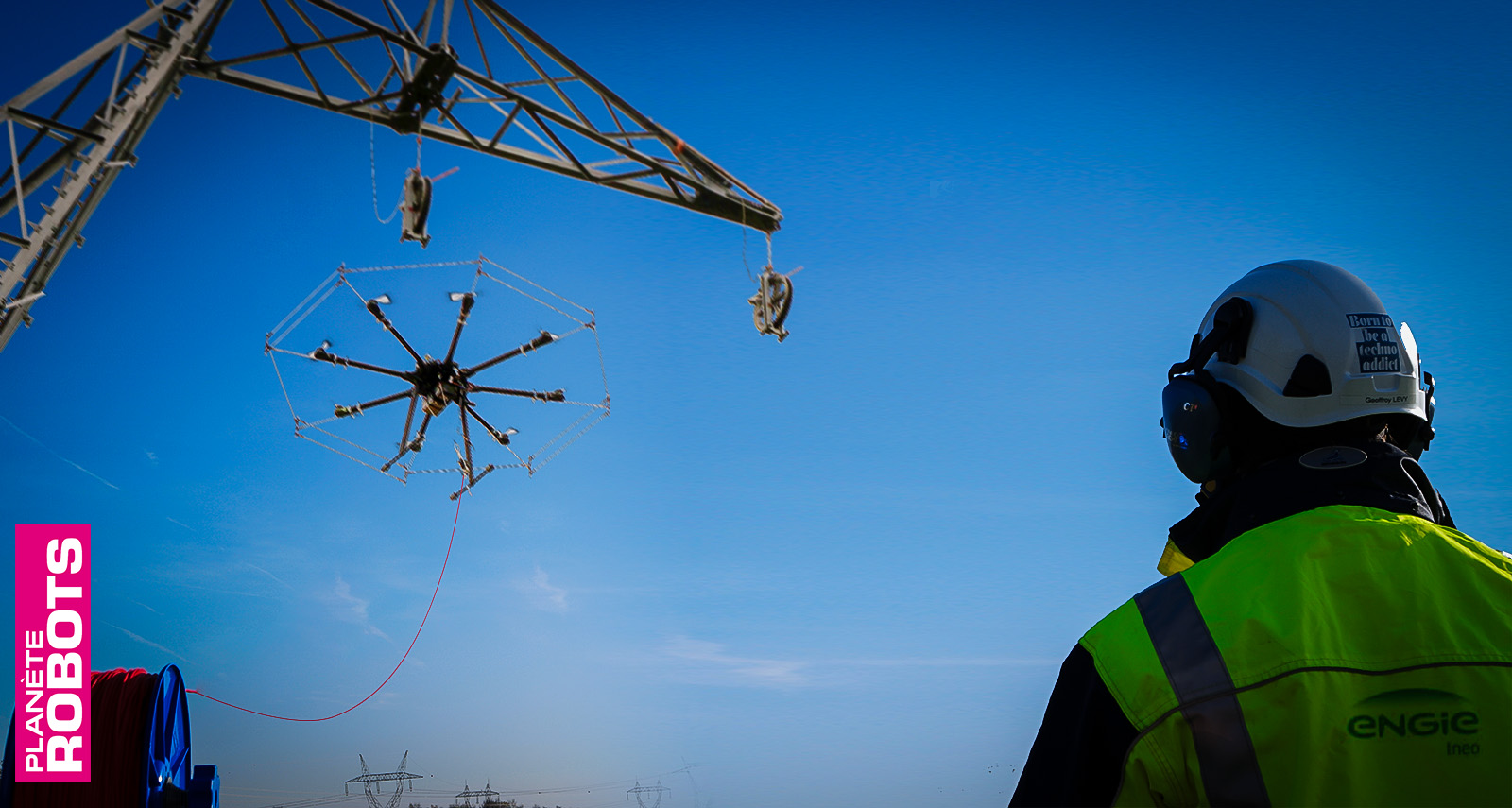 Un Rolling Drone pour une installation de lignes à Très Haute Tension