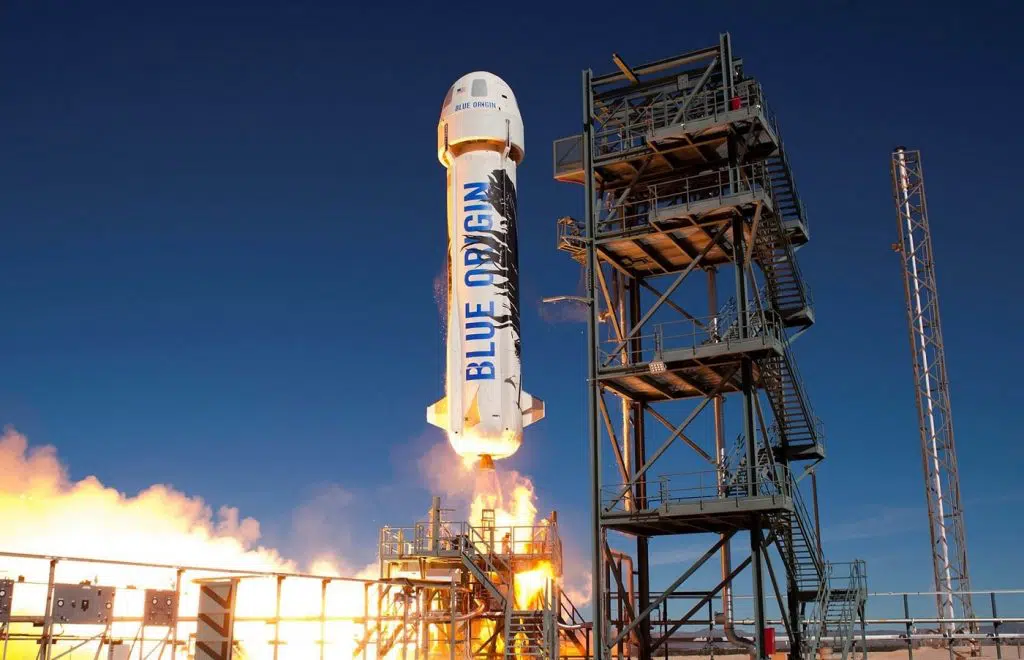 La fusée New Shepard lors de son décollage.